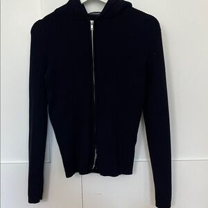 Navy Blue Brandy Melville Knit Zipper Hoodie